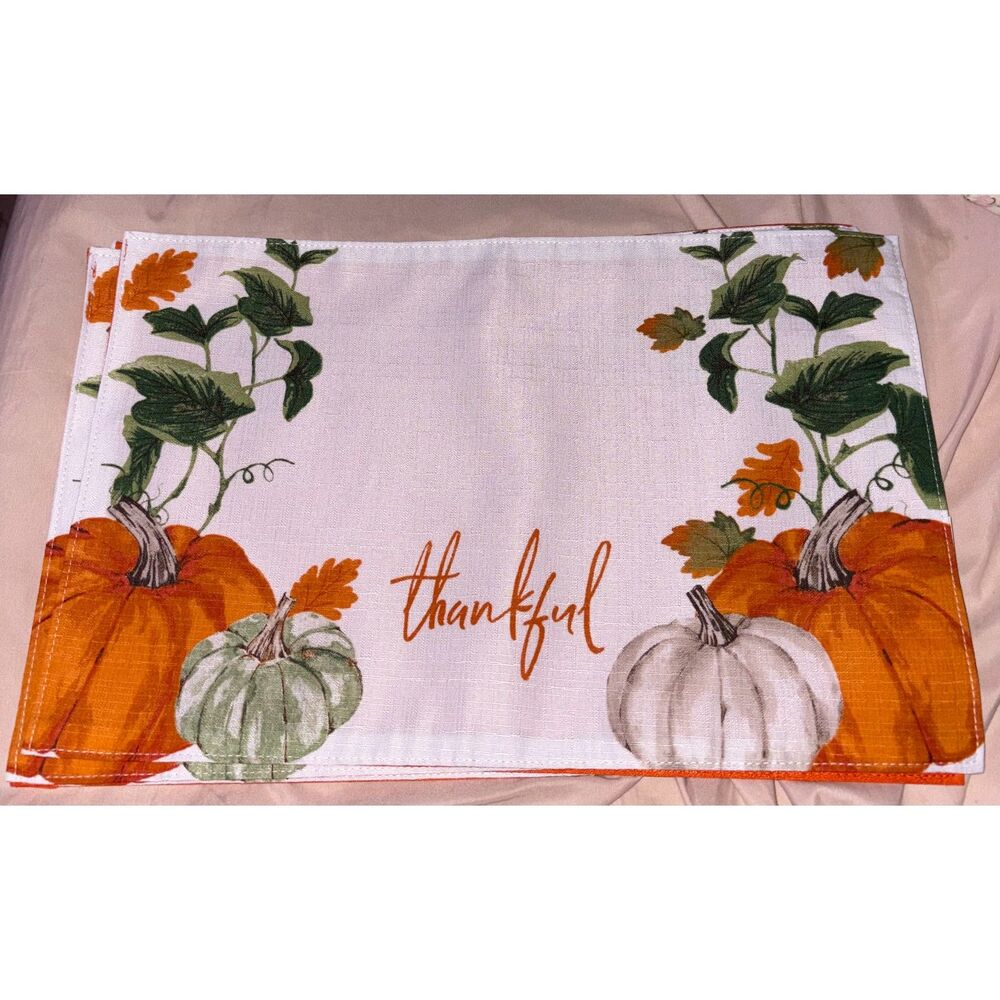 Set of 4 Thanksgiving Pumpkin Placemats 4pc